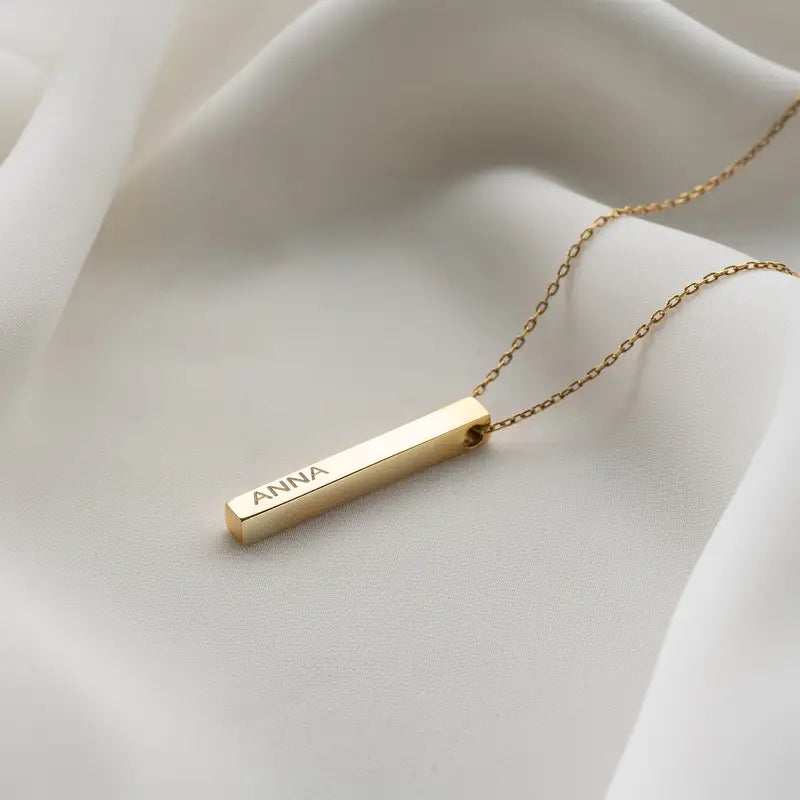 Custom Name Bar Pendant Necklace