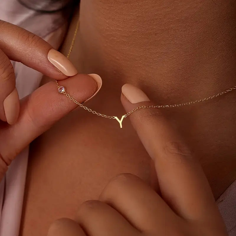 Custom Initial Birthstone Necklace