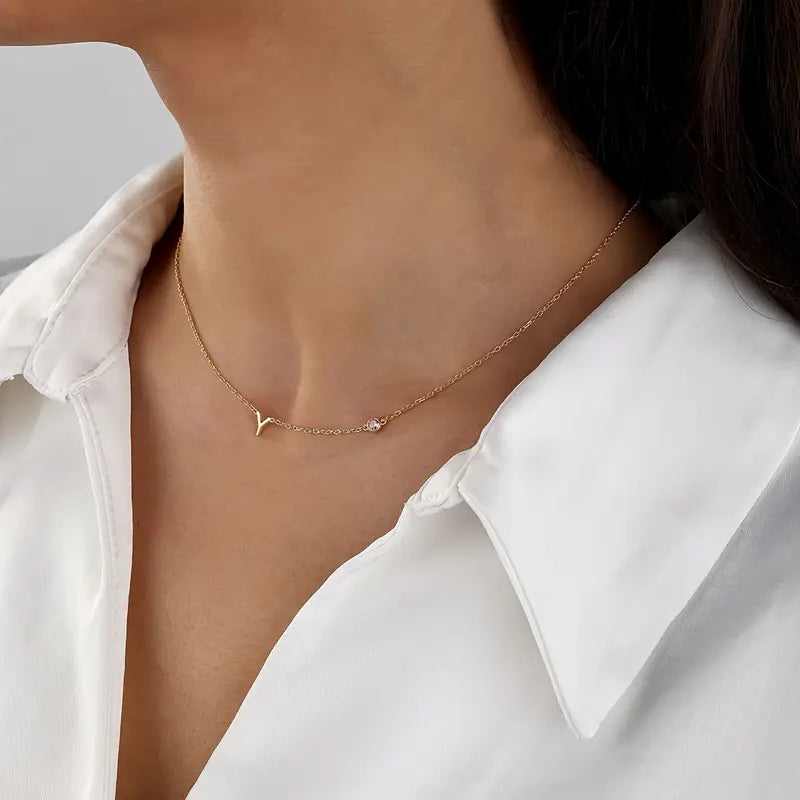 Custom Initial Birthstone Necklace