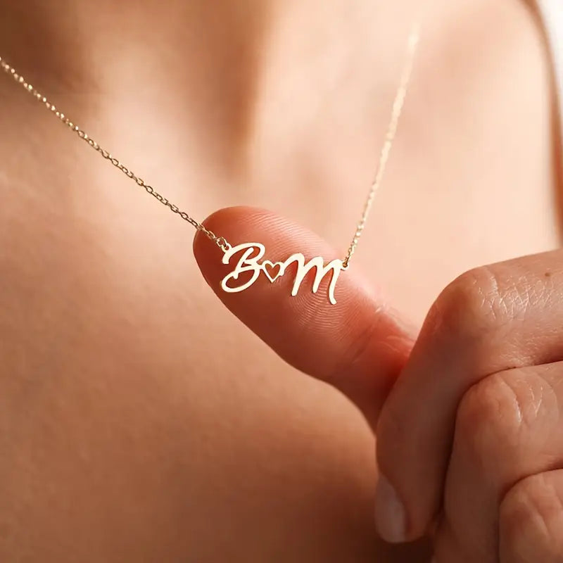 Custom Heart Initials Necklace