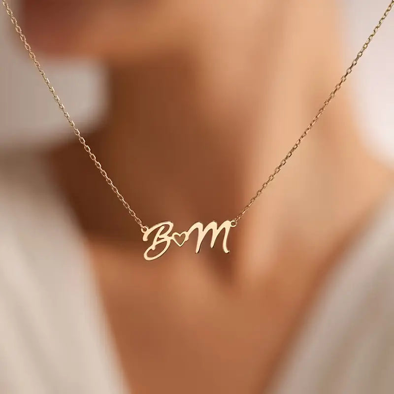 Custom Heart Initials Necklace