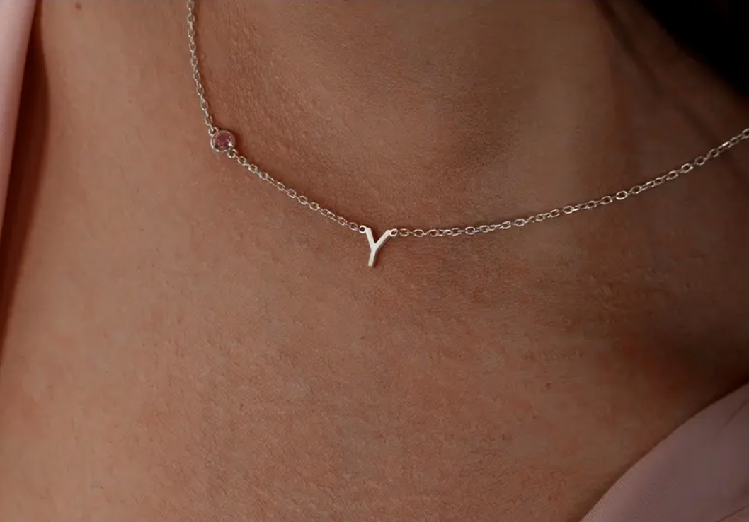 Custom Initial Birthstone Necklace