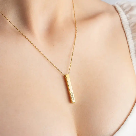 Custom Name Bar Pendant Necklace