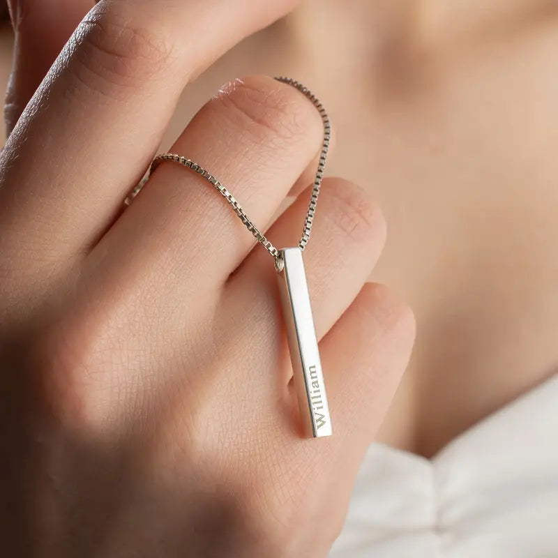 Custom Name Bar Pendant Necklace