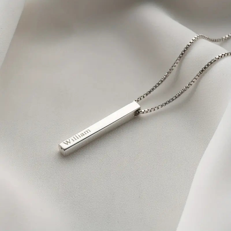 Custom Name Bar Pendant Necklace