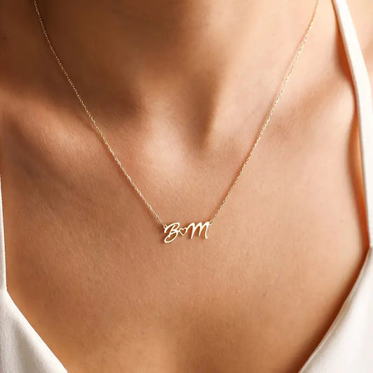 Custom Heart Initials Necklace