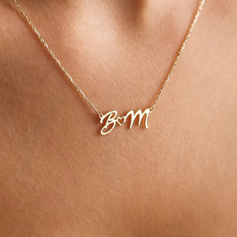 Custom Heart Initials Necklace
