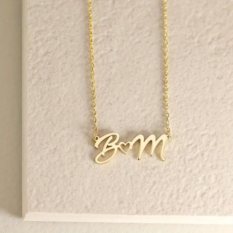 Custom Heart Initials Necklace