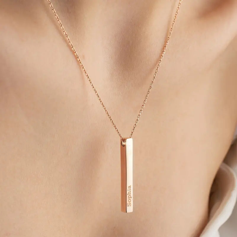 Custom Name Bar Pendant Necklace